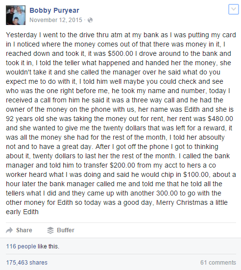 Story about finding $500 in ATM Money Slot